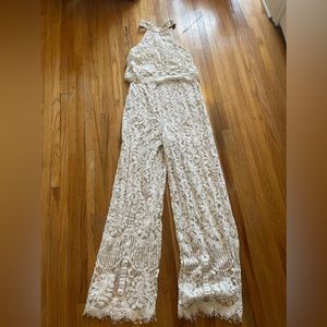 Small Britney White Lace Halter Jumpsuit - Lulus